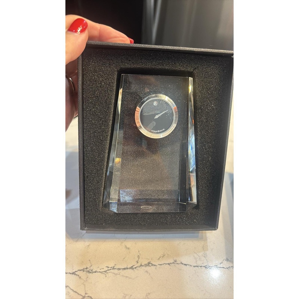 Howard Miller Paragon Crystal Quartz Desk Clock Heavy Table Clock NIB